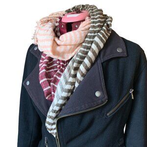 ECOTE - Wrap Soft cotton Knit Infinity Scarf  / burgundy beige kaki - OZ